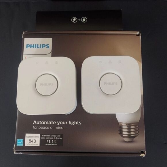 NIB Philips Hue 2-Pack Starter Kit W/ Bridge White Ambiance 850 Lumen Smart Bulb - Picture 1 of 6